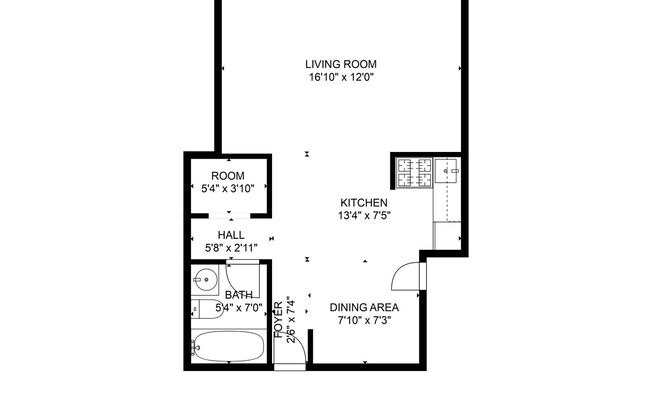Studio, 1 bath, 425 sqft, $790, Unit 207