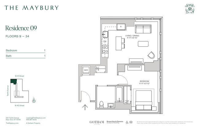 1 bed, 1 bath, $5,300, Unit 2109