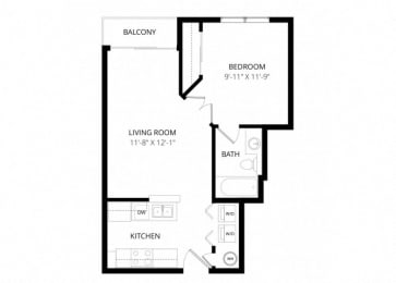 1 bed, 1 bath, 528 sqft, $1,215