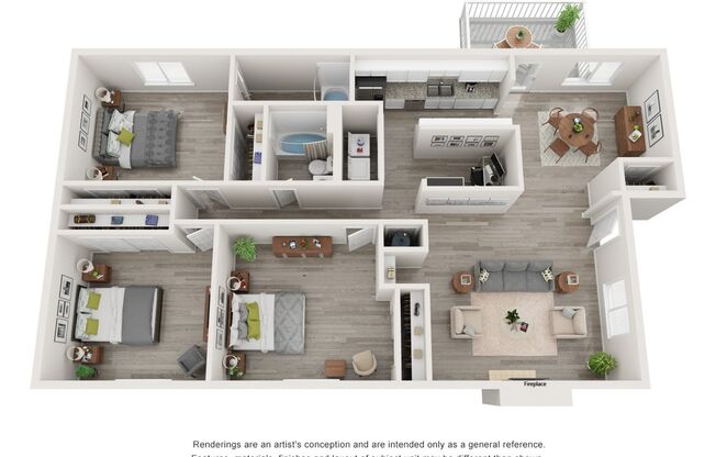 3 beds, 2 baths, 1,250 sqft, $1,725, Unit 3