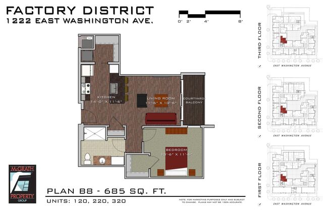 1 bed, 1 bath, 685 sqft, $1,755, Unit 320