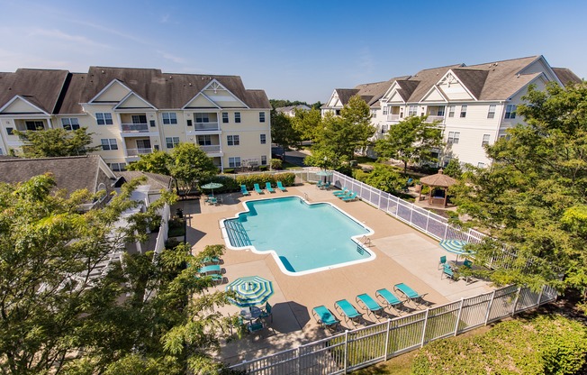 Aerial View of Pool at Fieldstone Farms - Odenton, MD Apartments