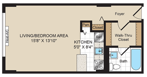 Studio, 1 bath, 393 sqft, $2,051