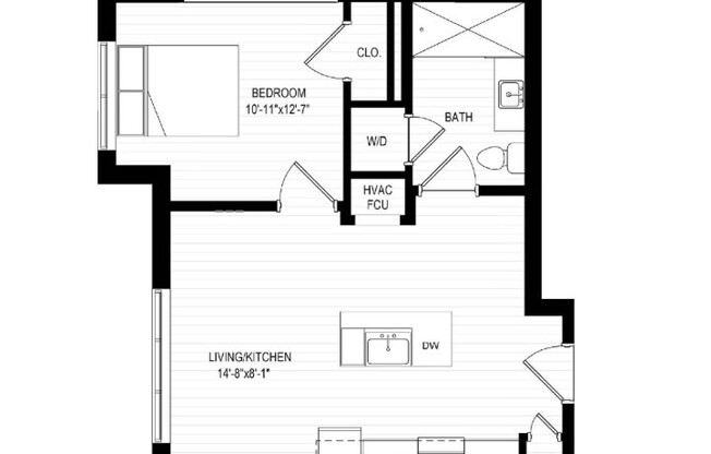 1 bed, 1 bath, 550 sqft, $2,400, Unit 201