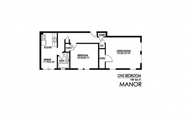 1 bed, 1 bath, 738 sqft, $950