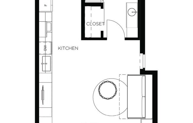 Studio, 1 bath, 487 sqft, $1,125, Unit 2415