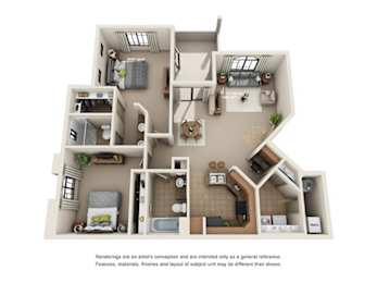 2 beds, 2 baths, 1,171 sqft, $1,723