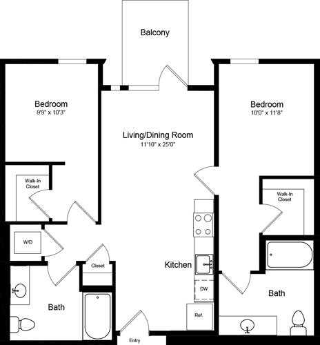 2 beds, 2 baths, 954 sqft, $5,020, Unit 426