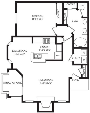 1 bed, 1 bath, 857 sqft, $1,469