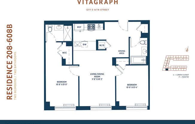 2 beds, 2 baths, 989 sqft, $3,850, Unit 408B