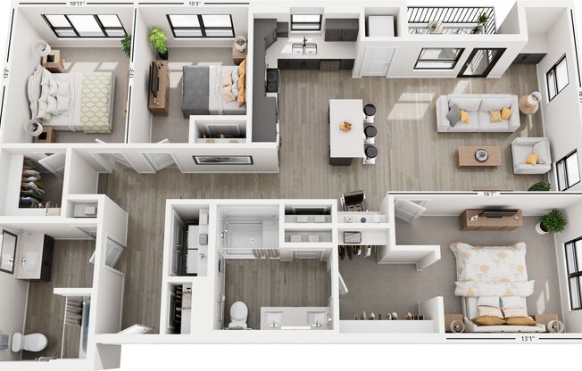 3 beds, 2 baths, 1,457 sqft, $2,950, Unit 341