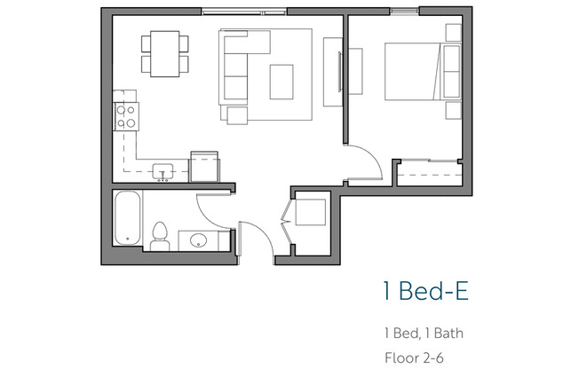 1 bed, 1 bath, 634 sqft, $1,995, Unit 509