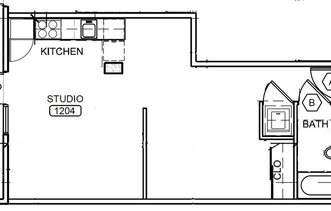 Studio, 1 bath, 170 sqft, $2,095, Unit 1204-A