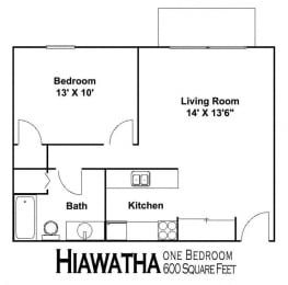 1 bed, 1 bath, 600 sqft, $1,225