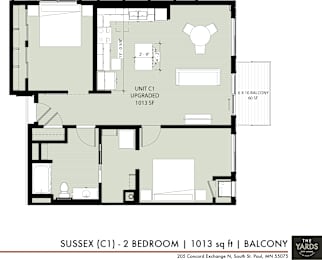 2 beds, 1 bath, 1,013 sqft, $2,095