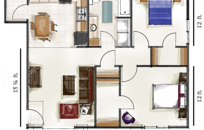 2 beds, 1 bath, 945 sqft, $1,195, Unit 300-65