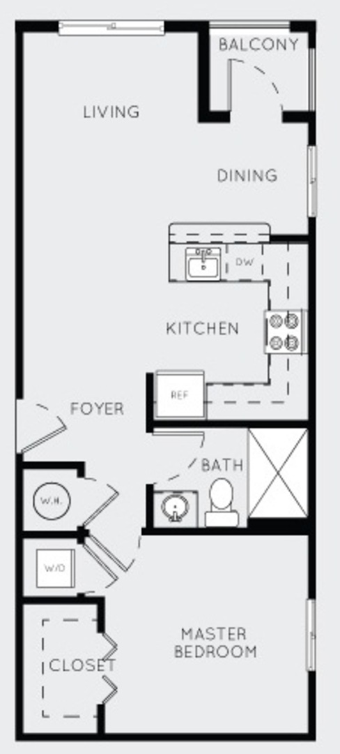 1 bed, 1 bath, 643 sqft, $1,942