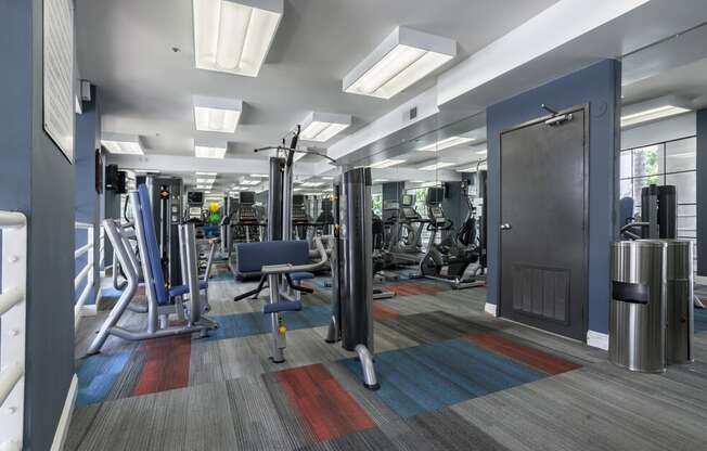 Clubhouse gym at Midvale Apartments, Los Angeles, CA, 90024