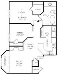 2 beds, 1 bath, 786 sqft, $1,225