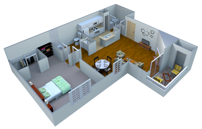 1 bed, 1 bath, 875 sqft, $1,111