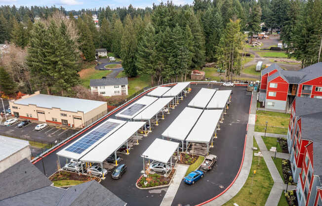 an aerial view Carports