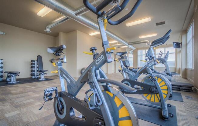 Stationary Exercise Bicycles at Urban Center Apartments in Lynnwood