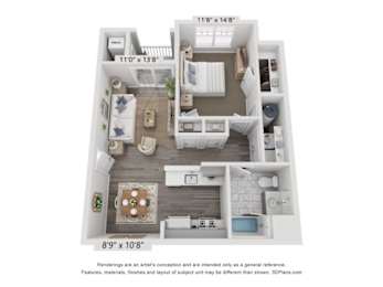 1 bed, 1 bath, 724 sqft, $2,061