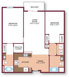 2 beds, 2 baths, 1,310 sqft, $3,350