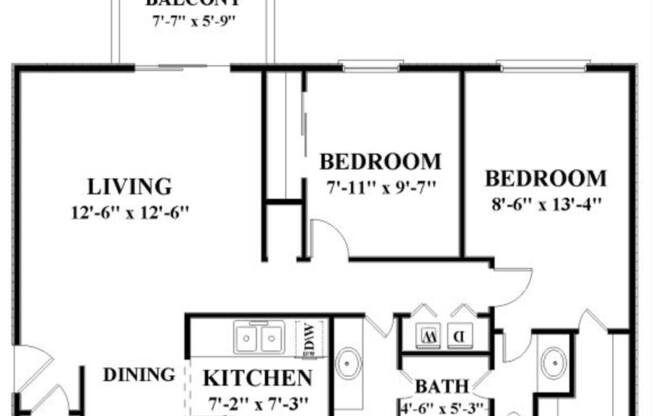 2 beds, 2 baths, 1,076 sqft, $1,550