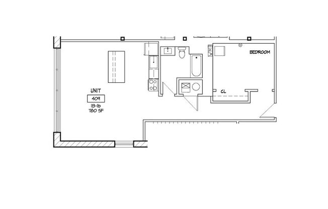 1 bed, 1 bath, 722 sqft, $1,225, Unit 409