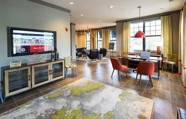 Stunning Modern Design Community Clubhouse with Ample Space and Amenities at Echo at North Pointe Center Apartment Homes, Alpharetta, GA 30009