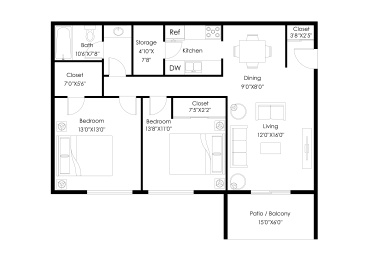 2 beds, 1 bath, 950 sqft, $1,470