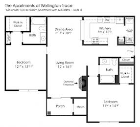 2 beds, 2 baths, 1,070 sqft, $2,053
