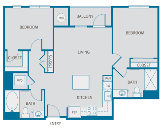 2 beds, 2 baths, 934 sqft, $2,042