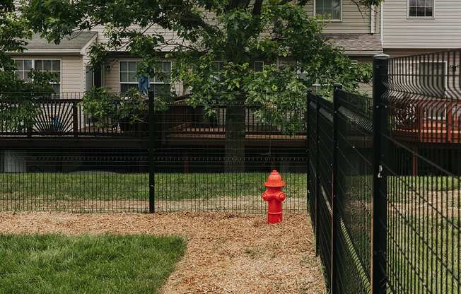 Fenced in Dog Park with fire hydrant at Woodridge Apartments in Randallstown, MD 21133.