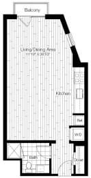 Studio, 1 bath, 594 sqft, $2,650