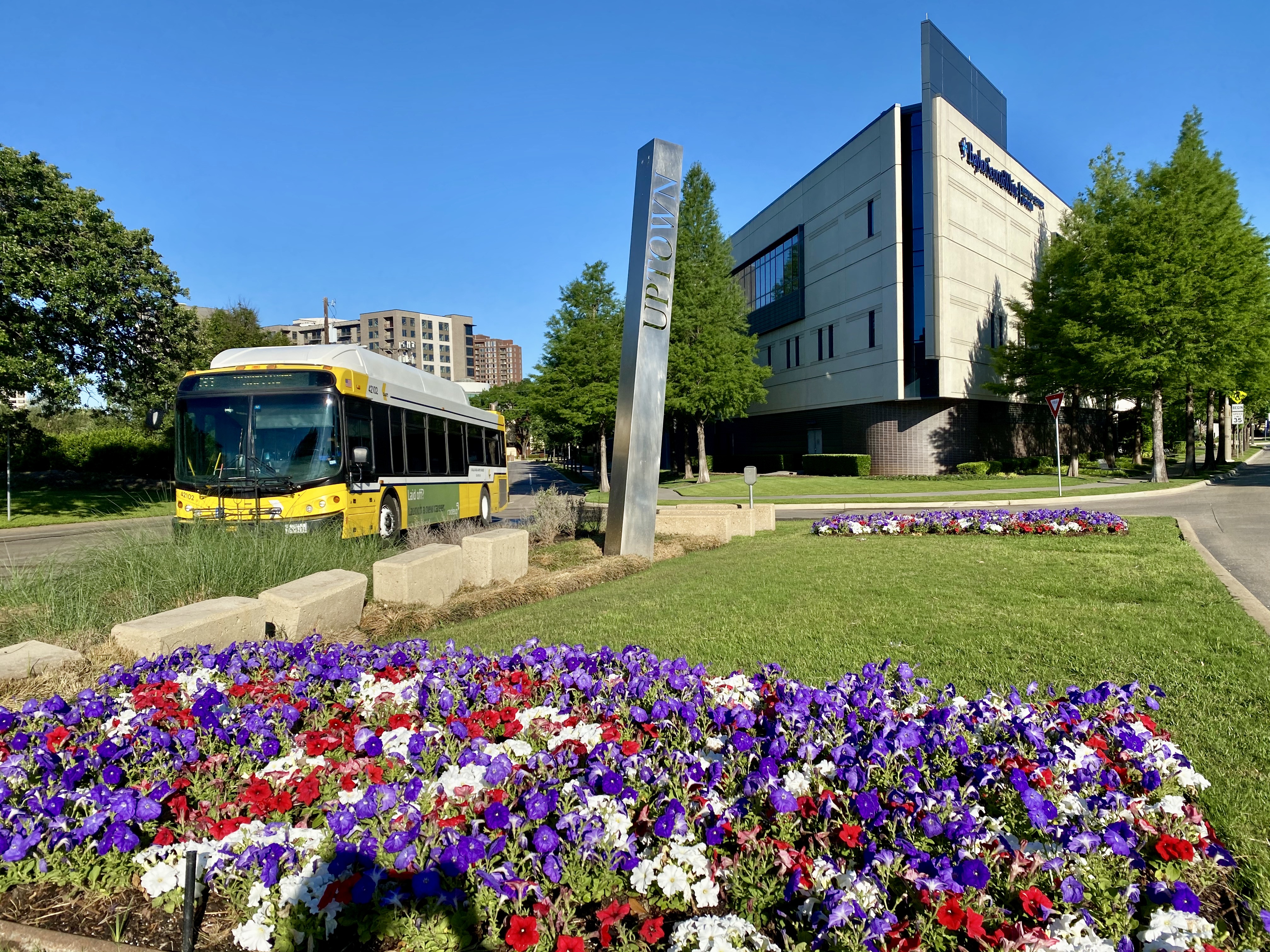 Uptown Sign and DART Bus