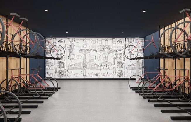 Modera Beaverton is a bicycle-friendly community with a repair station and dedicated bicycle storage area.