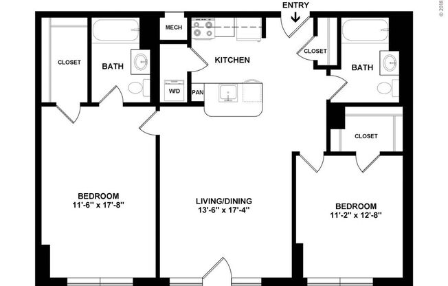 2 beds, 2 baths, 988 sqft, $3,150