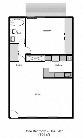 1 bed, 1 bath, 605 sqft, $1,556