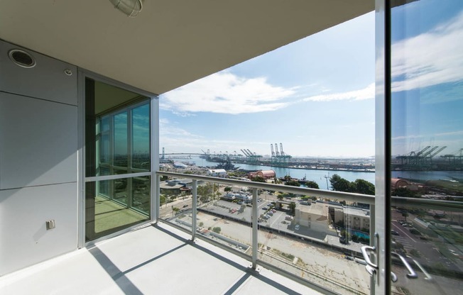 a view of the harbor from the balcony of a condo  at Vue, San Pedro