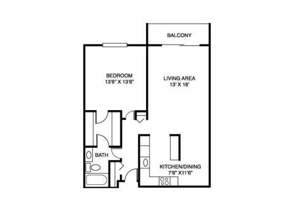 1 bed, 1 bath, 824 sqft, $1,295