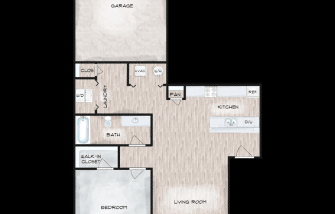 1 bed, 1 bath, 702 sqft, $1,075