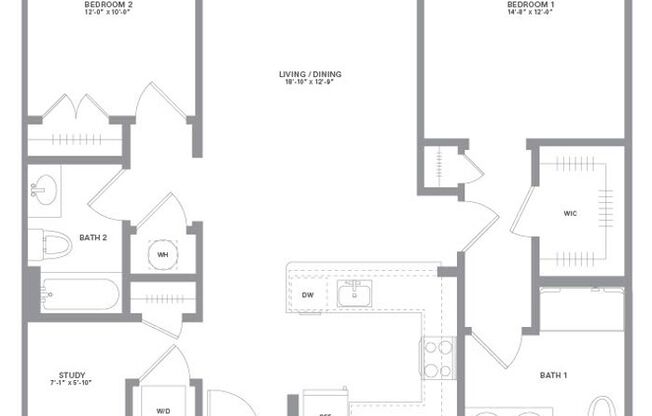 2 beds, 2 baths, 1,167 sqft, $2,950, Unit 434