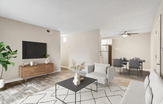 Model living room and dining room