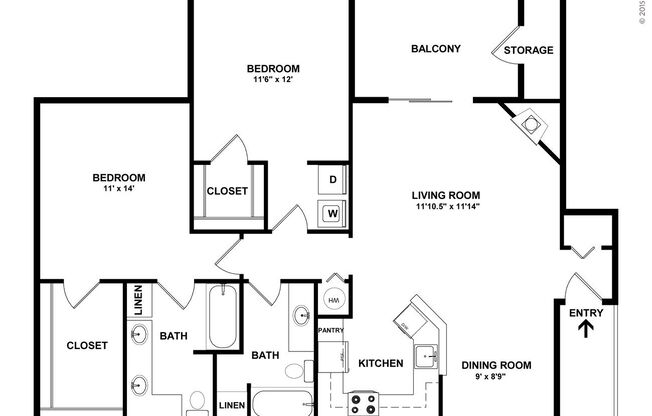 2 beds, 2 baths, 1,116 sqft, $1,430