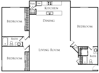 3 beds, 2 baths, 1,305 sqft, $3,107, Unit 319