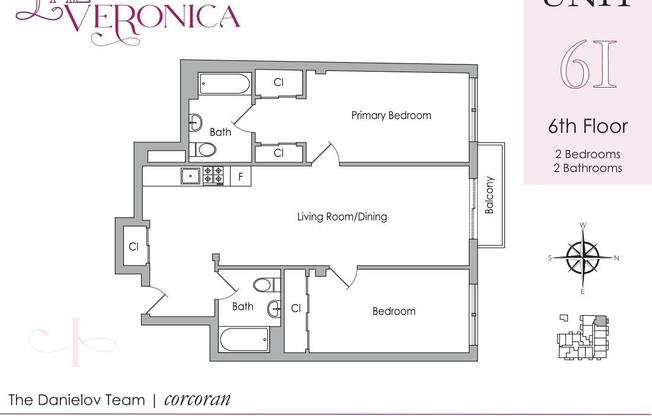 2 beds, 2 baths, $3,650, Unit 6I