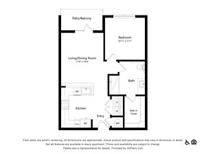 1 bed, 1 bath, 681 sqft, $1,599