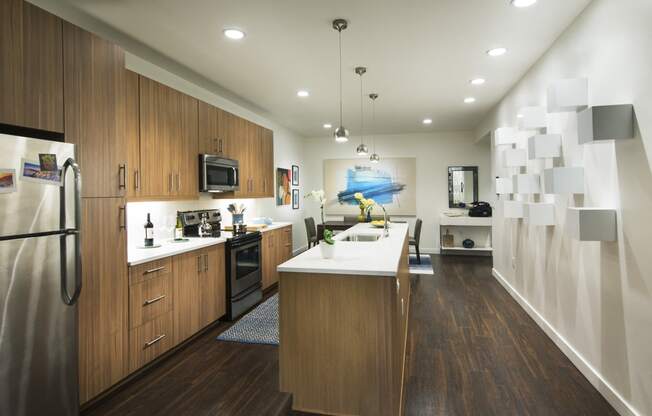 Apartment Kitchen with Stainless Steel Appliances 